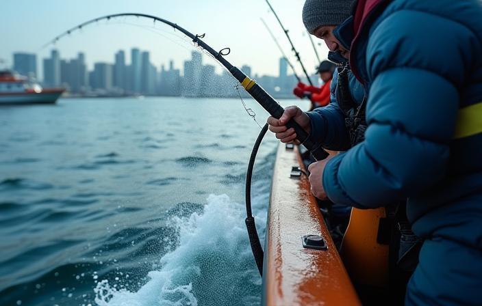 Fishing gear in use on a boat near Yokohama